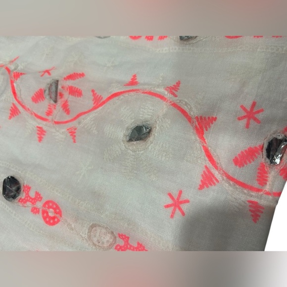 Juliet Dunn boho white and pink embroidered maxi dress size Small fit - Picture 12 of 14